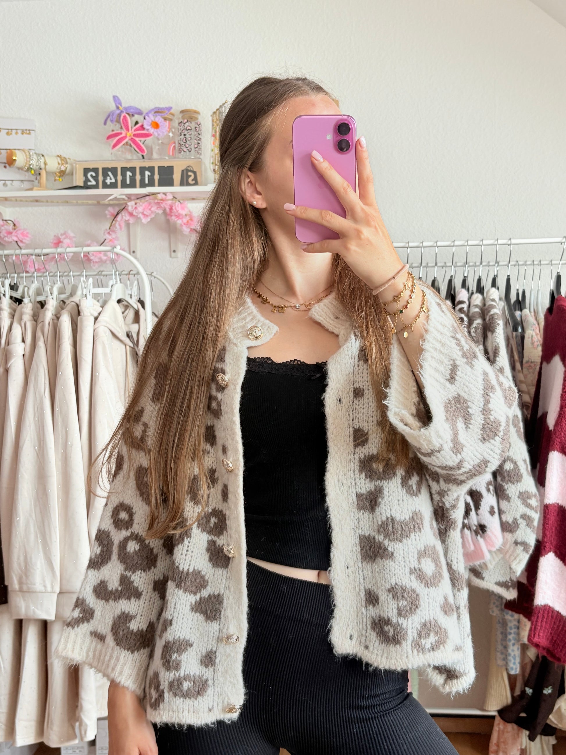 Cardigan - Leona (Creme/Braun)
