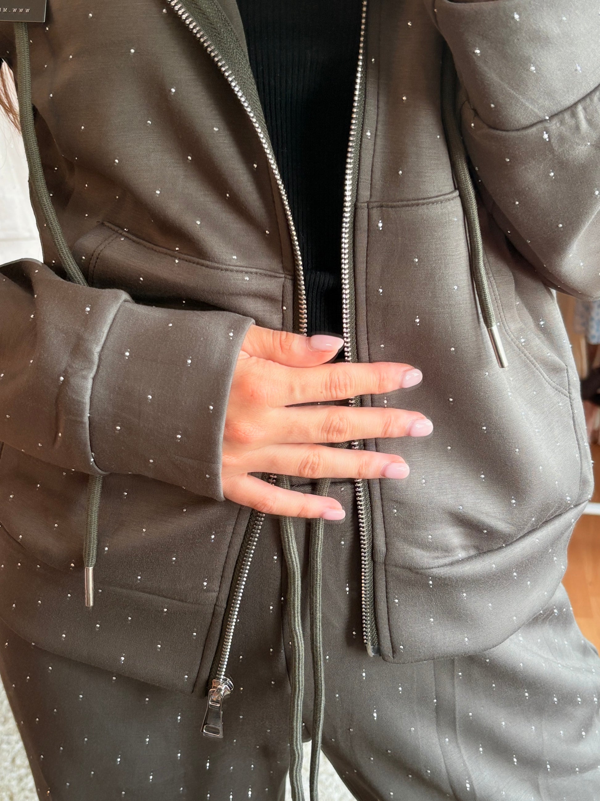 Glitzer jogging Zweiteiler - Kaki