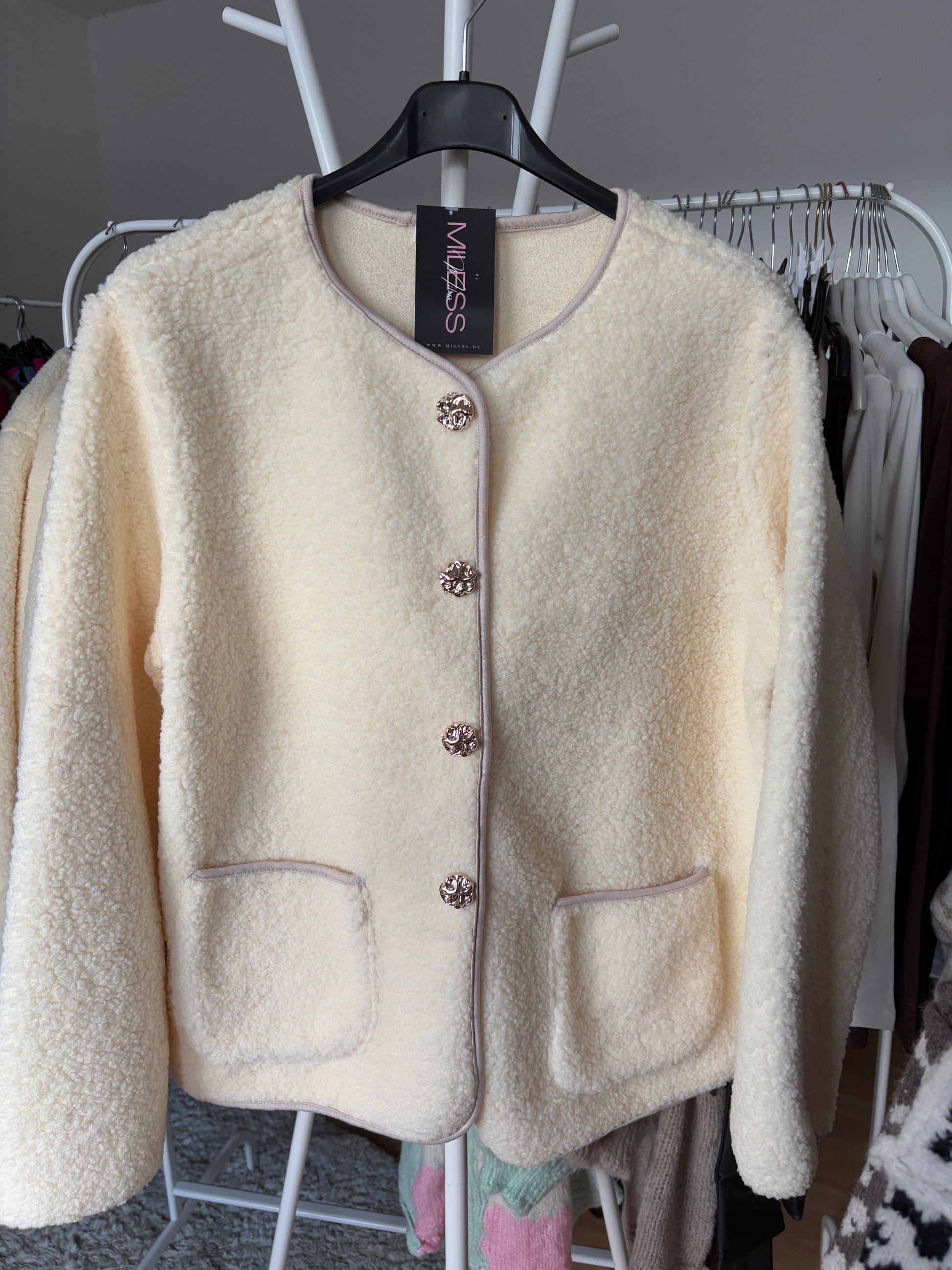 Teddy Jacke kurz - Beige