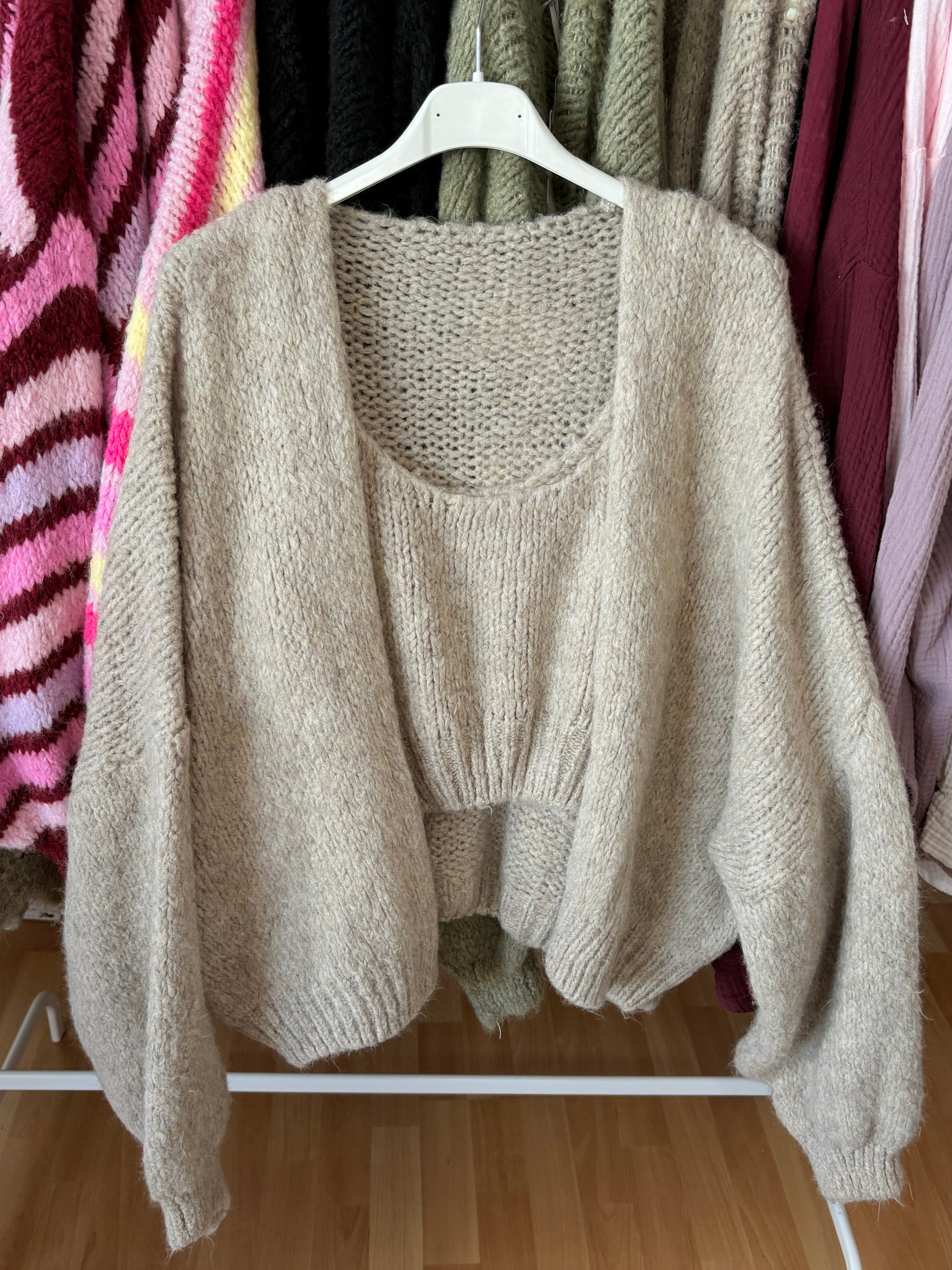 Cardigan mit Top (Beige)